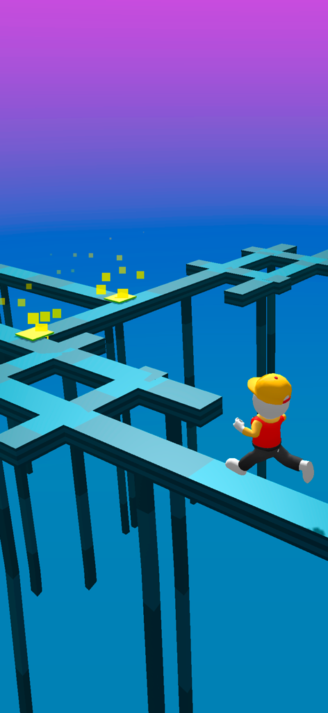 Run parkour games obby world - Character running on a blue obstacle course platform