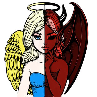 realistic angel half demon