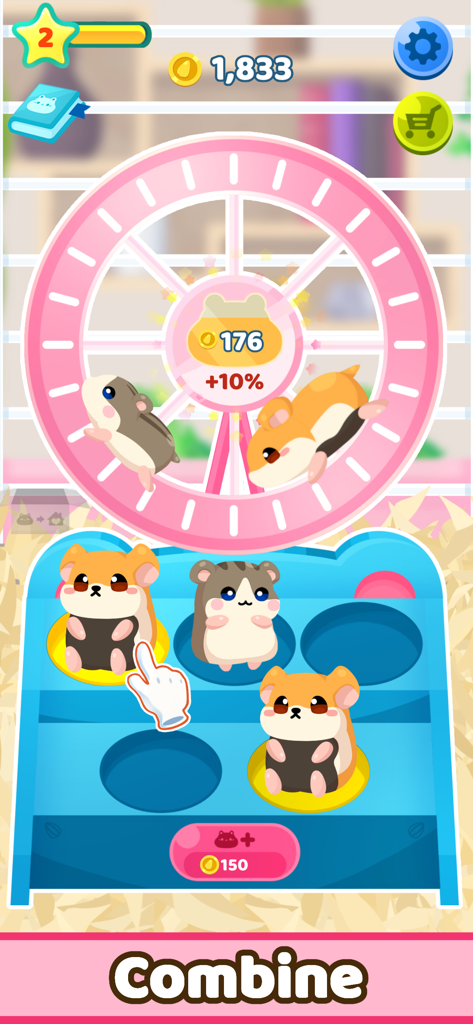 Hamster House! - Hamsters running on a wheel and a combine mechanic in the Hamster House game