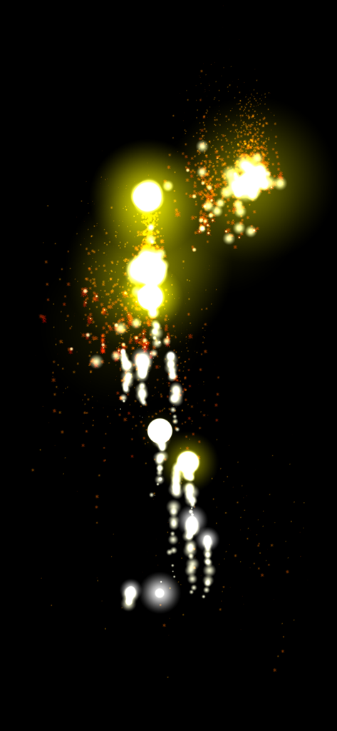 Bright yellow fireworks and firecrackers light effect on a black background