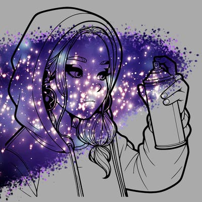 a realistic girl, spray painting