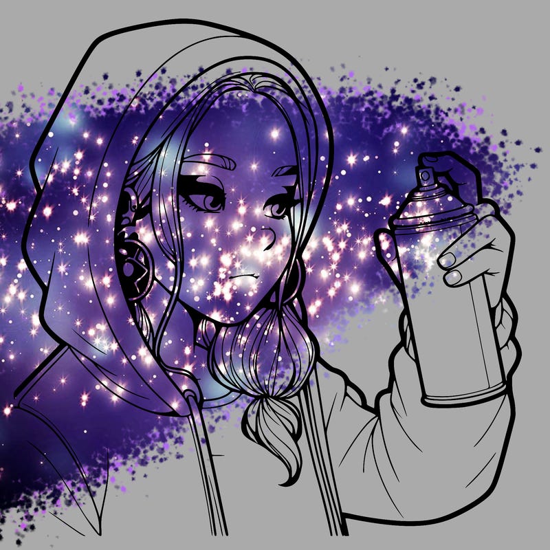 a realistic girl, spray painting