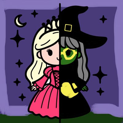 split princess and witch