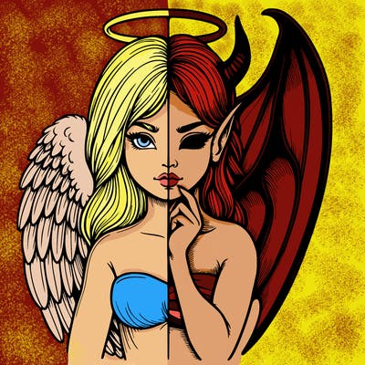 realistic angel half demon