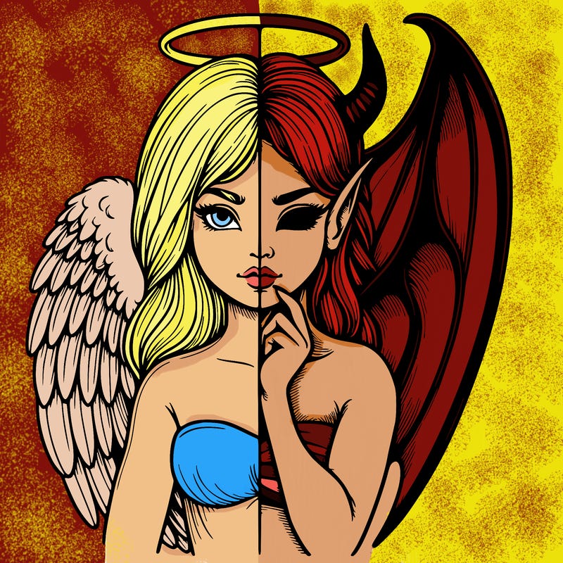 realistic angel half demon