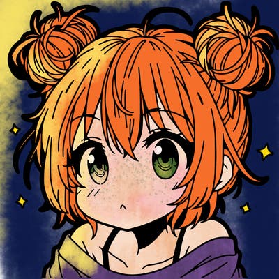 a manga girl with messy small buns