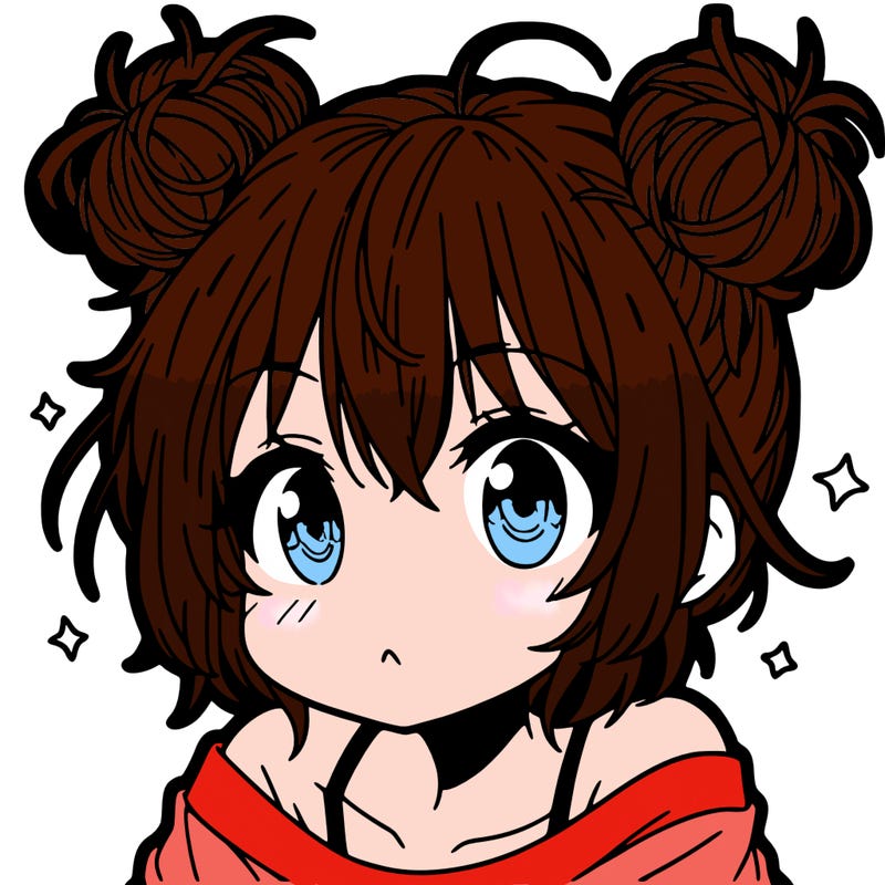 a manga girl with messy small buns