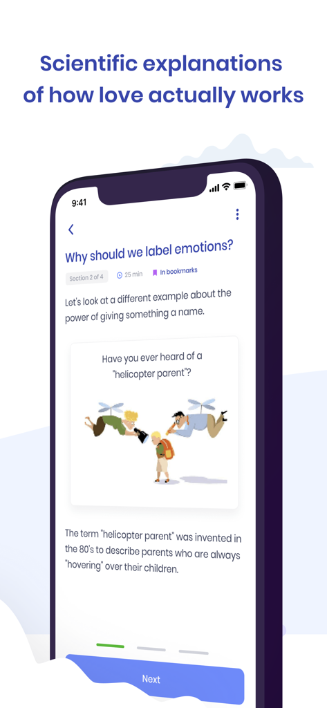 The Happy Child-Parenting App - A science based parenting lesson about labeling emotions and helicopter parents in The Happy Child app