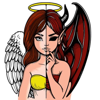 realistic angel half demon