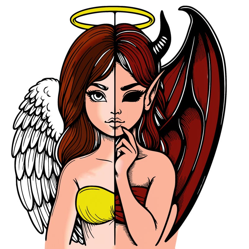 realistic angel half demon