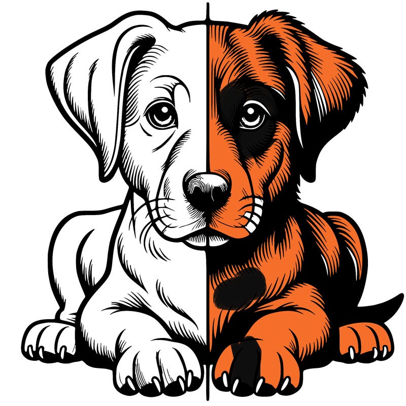 realistic dog split picture