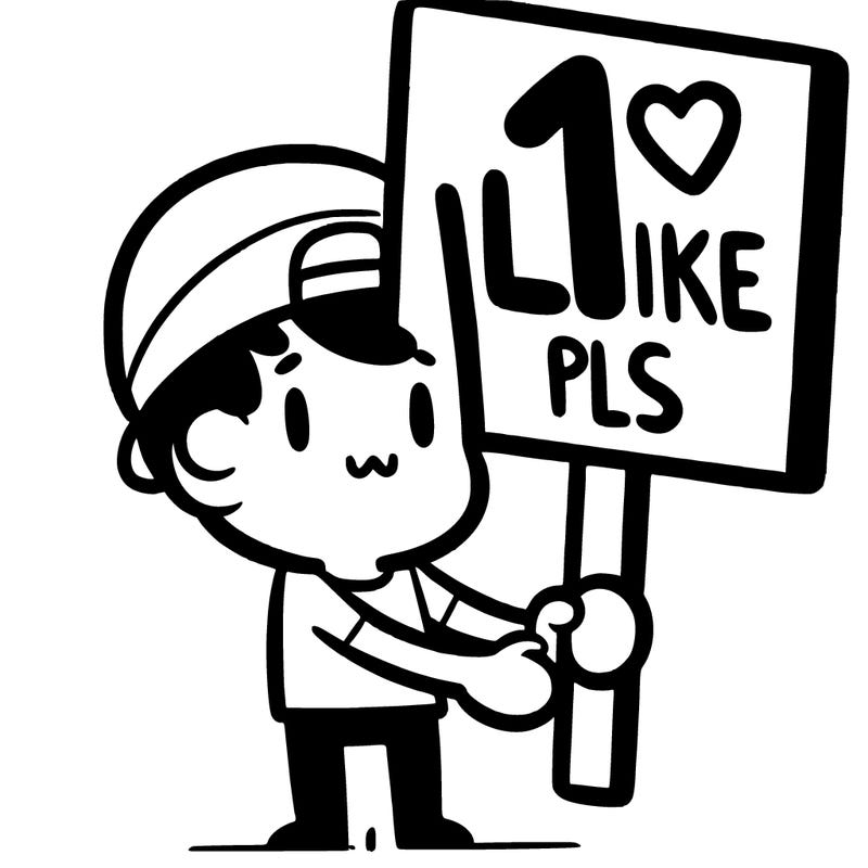 guy holding sign saying 1 like pls
