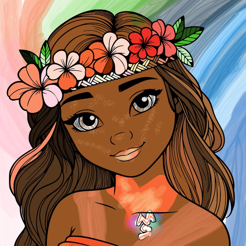 a realistic hawaiian girl with a head band of flowers on her head