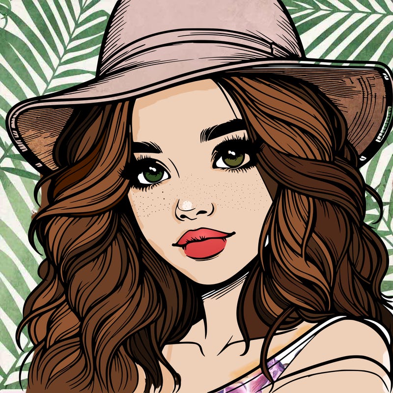 realistic girl with hat