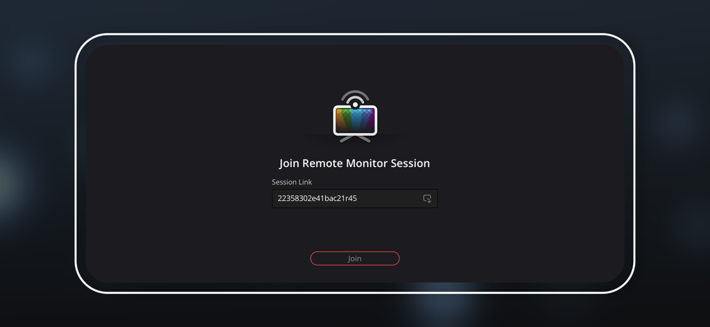 Join Remote Monitor Session screen with session link input field