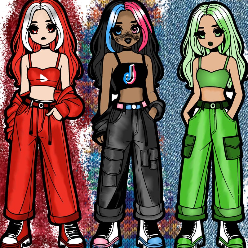 girl with crop top and baggy jeans