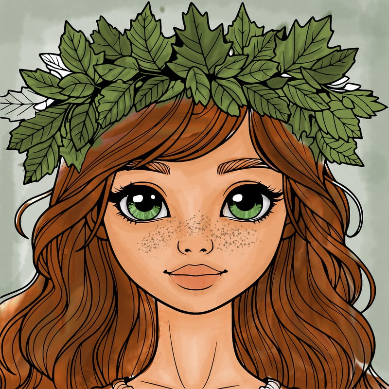realistic girl with fall leaf crown