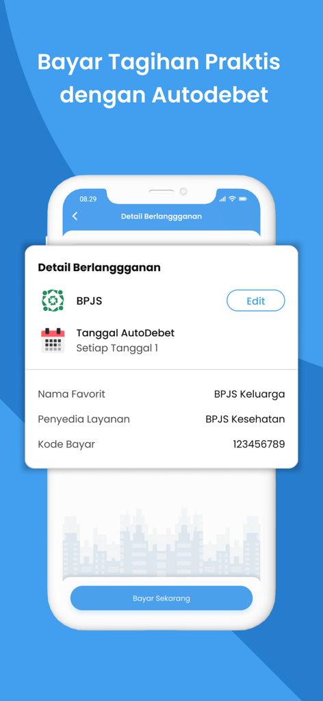 i.saku app screen showing subscription details for automatic BPJS healthcare payments