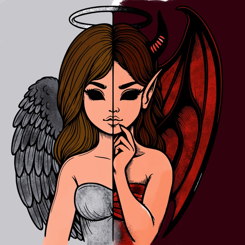 realistic angel half demon