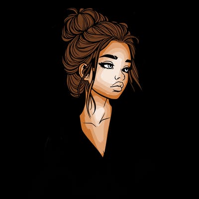 realistic woman with pajamas on and a messy bun