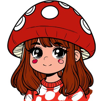 realistic girl with a mushroom hat
