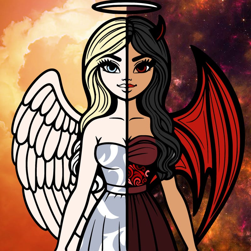 realistic angel half devil
