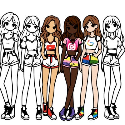 a group of girls wearing crop tops and shorts