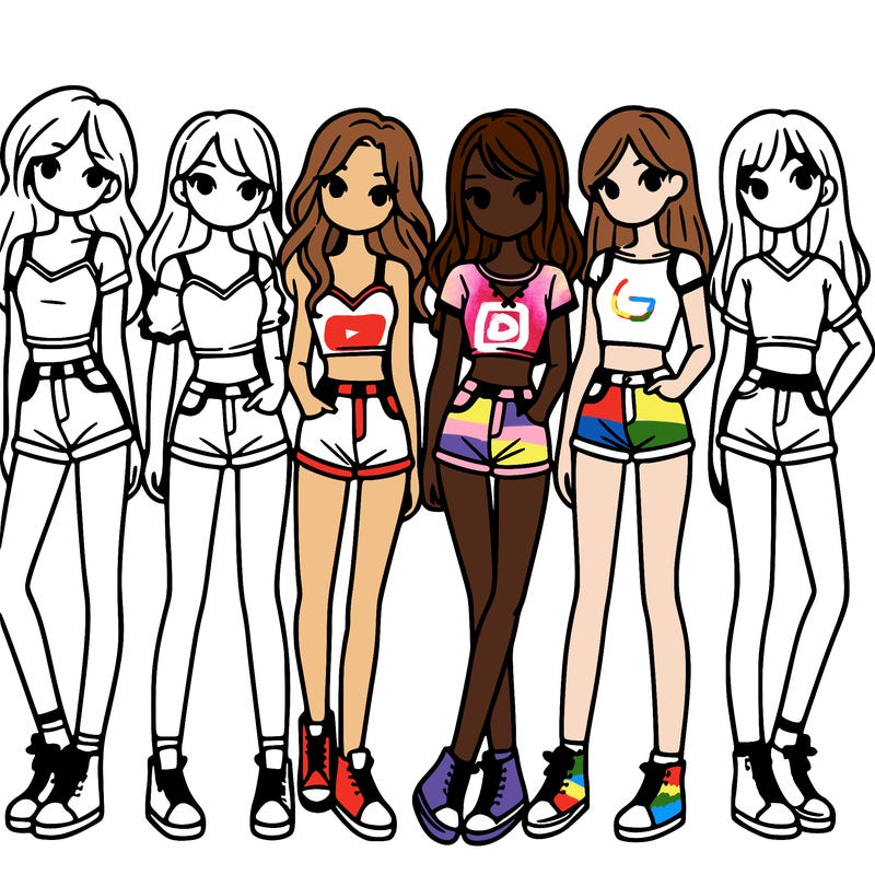a group of girls wearing crop tops and shorts