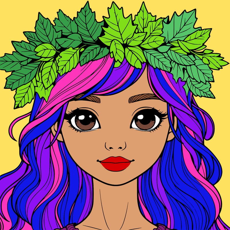 realistic girl with fall leaf crown