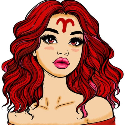 realistic girl with wavy hair and lips