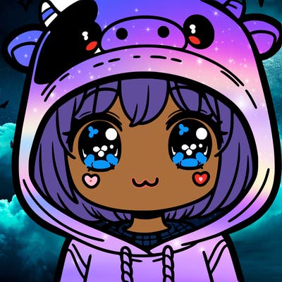 kawaii girl with cow hoodie