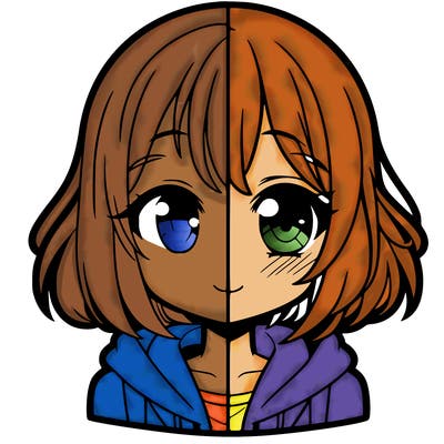 animated girl half anime