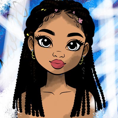 a realistic black girl with braids