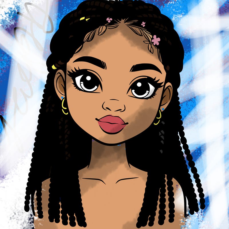 a realistic black girl with braids