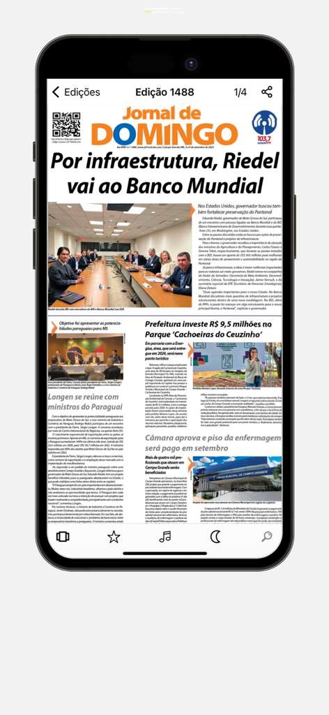 JD1 - JD1 app displaying the digital edition of the Jornal de Domingo newspaper with local news headlines.