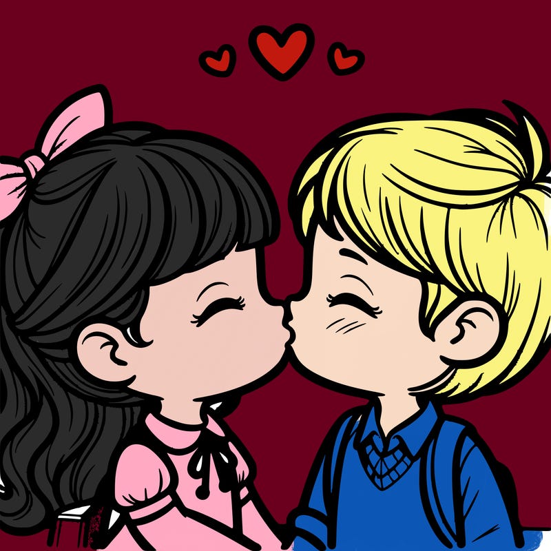 boy and girl kissing