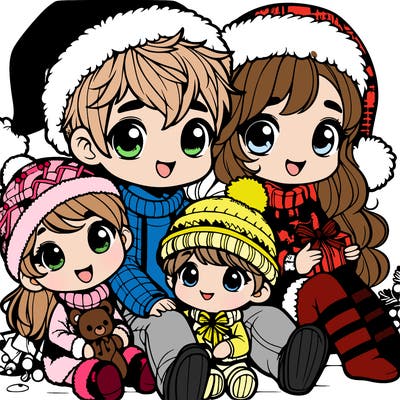 a cute family on christmas very realistic