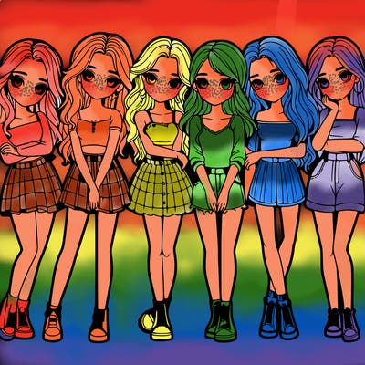 a group of girls realistic