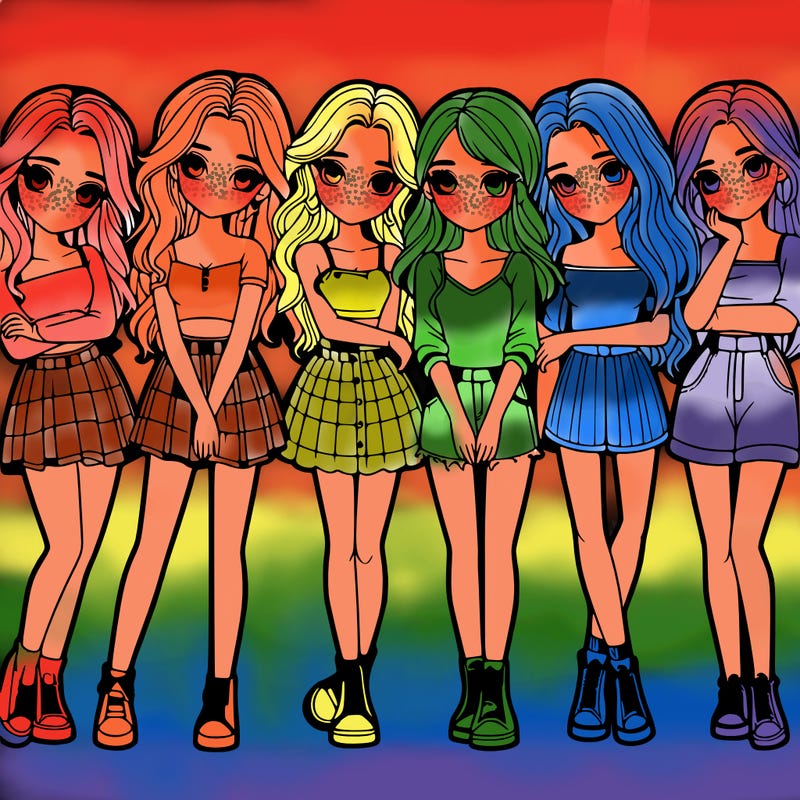 a group of girls realistic