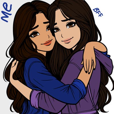 realistic girls hugging