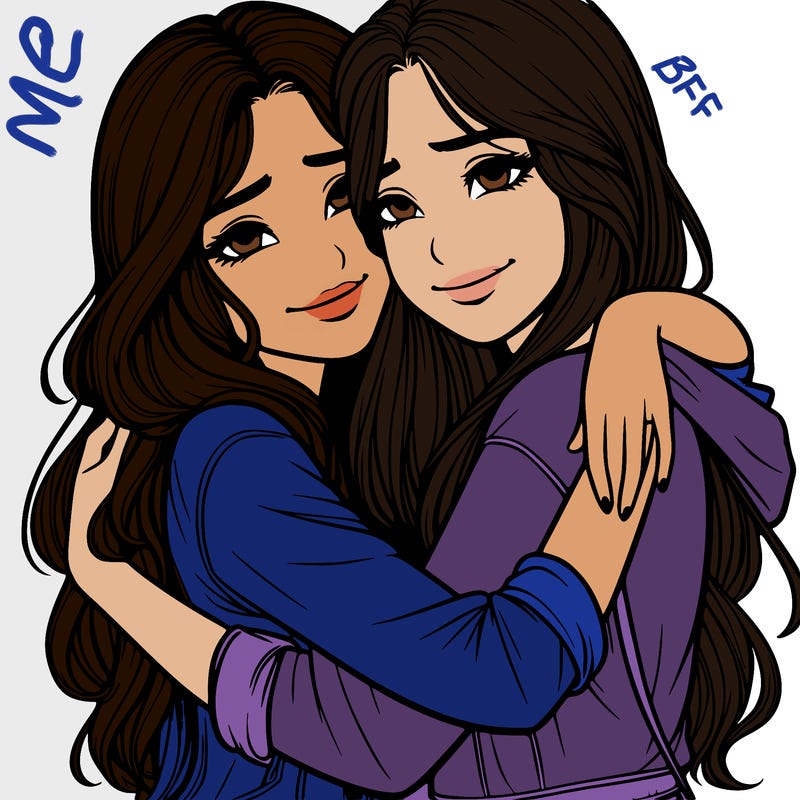 realistic girls hugging