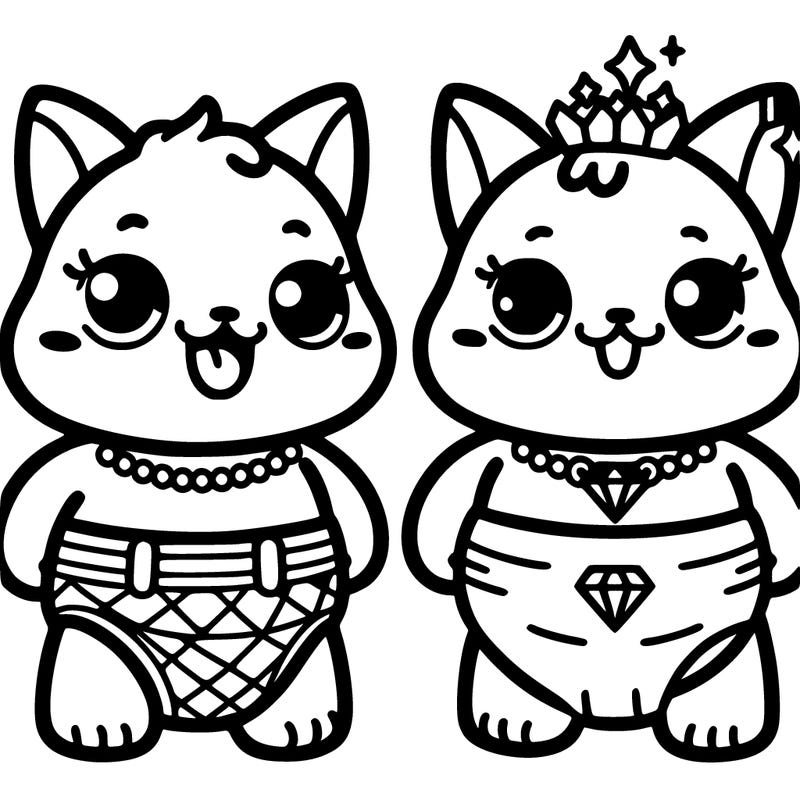 cat wearing diamond necklace and diaper
