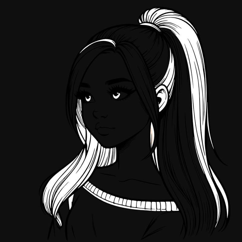 realistic girl with a high ponytail