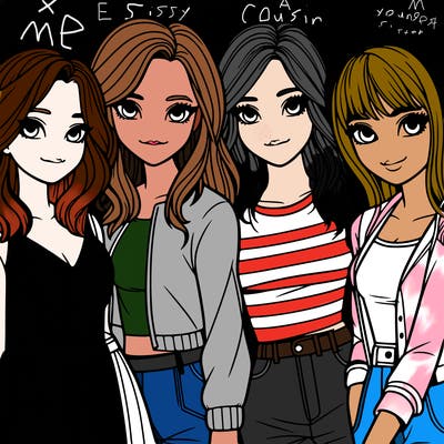 a group of girls realistic