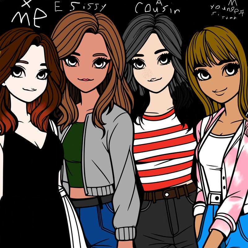 a group of girls realistic
