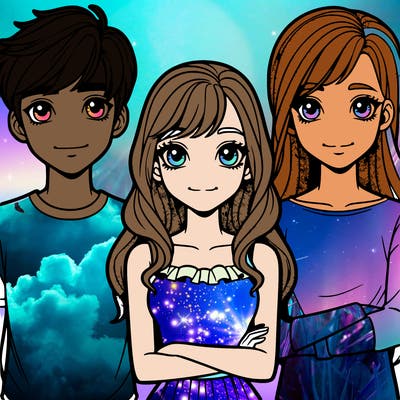 two realistic girls with two realistic boys