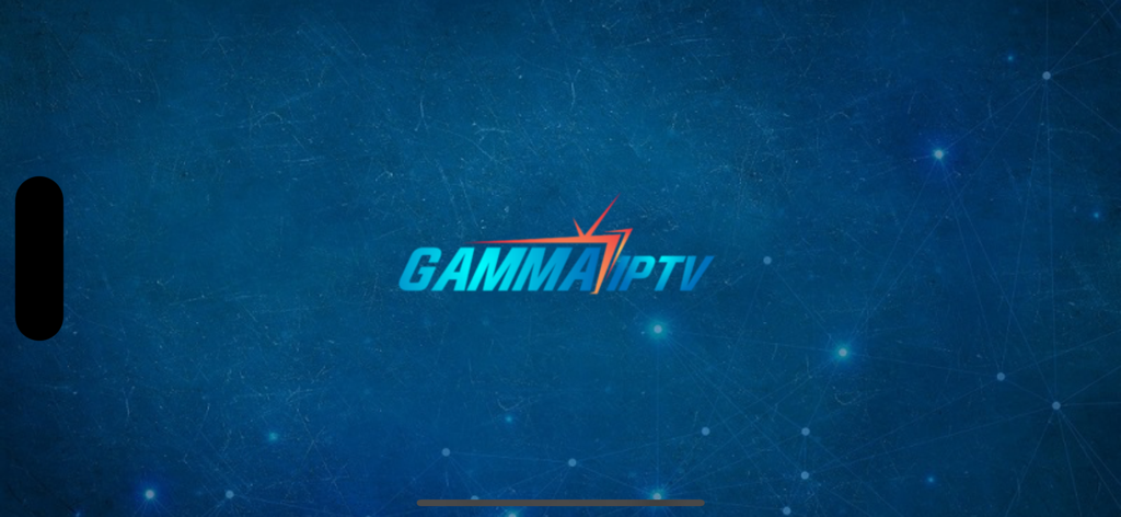 GAMMA IPTV PLAYER logo on a blue background with digital network patterns