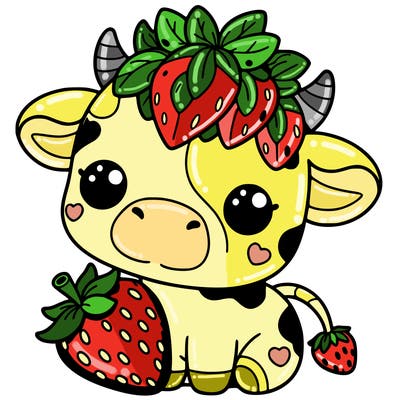 cute strawberry cow