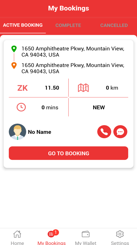 Ja Ride - Interfaz de la aplicación móvil Ja Ride que muestra la pantalla Mis Reservas con una solicitud de viaje activa y detalles del destino