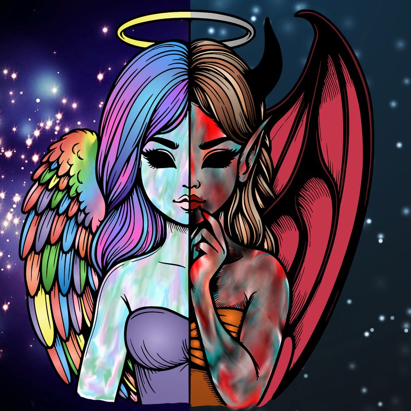 realistic angel half demon